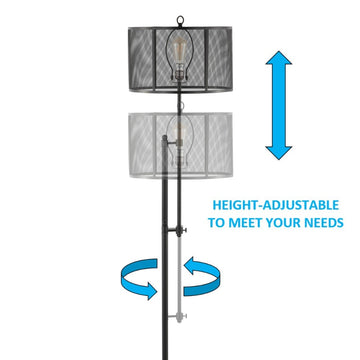Noah 64.5" Modern Industrial Iron Height-Adjustable LED Floor Lamp - JONATHAN Y